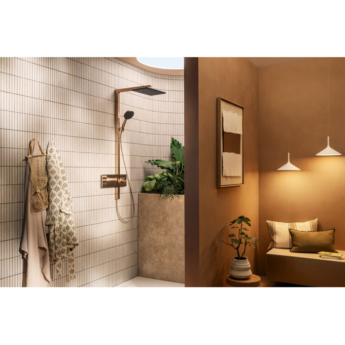 Colonne de douche Raindance Alive Q 2 jets avec thermostatique ShowerSelect Comfort, bronze brossé