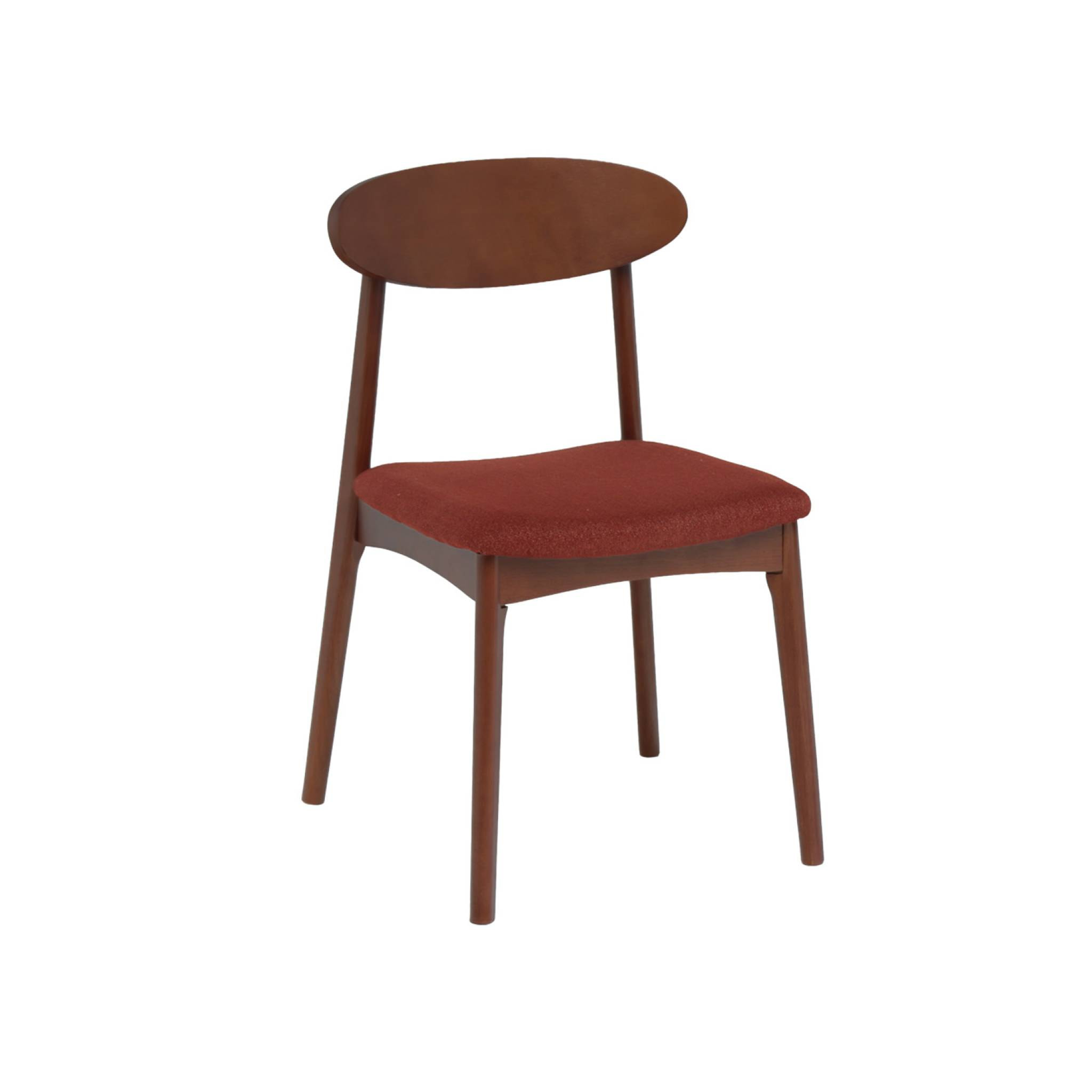 Chaise vintage bois d'hévéa noyer et tissu (lot de 2) ARIA