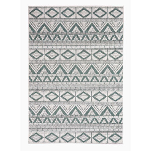 Tapis d'extérieur Reversible befe aux motifs ethniques vert et beige