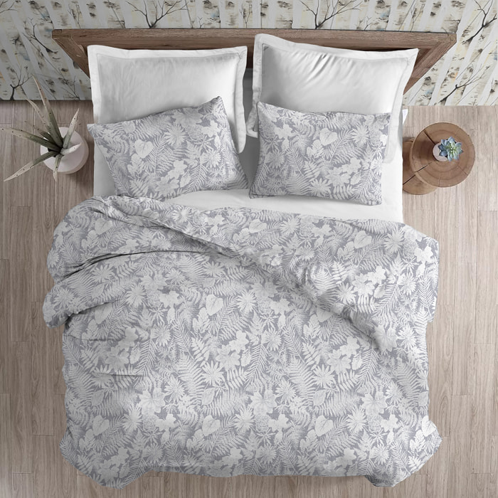 Parure copripiumino flanella clorofilla grigio