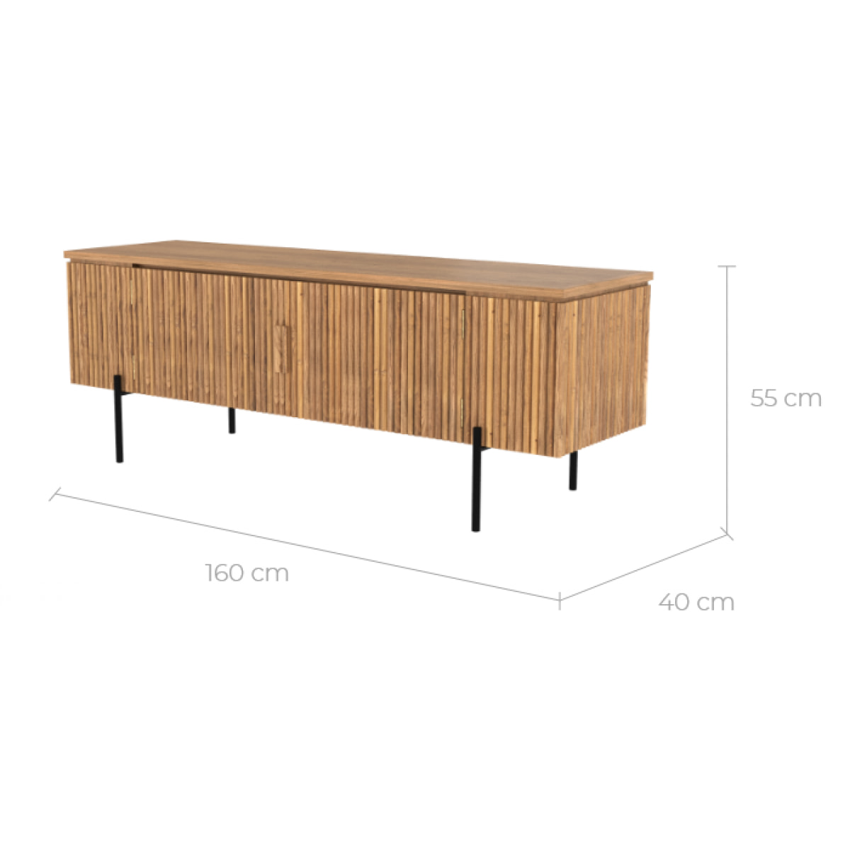 Meuble TV en bois de teck 160 cm - Gordes