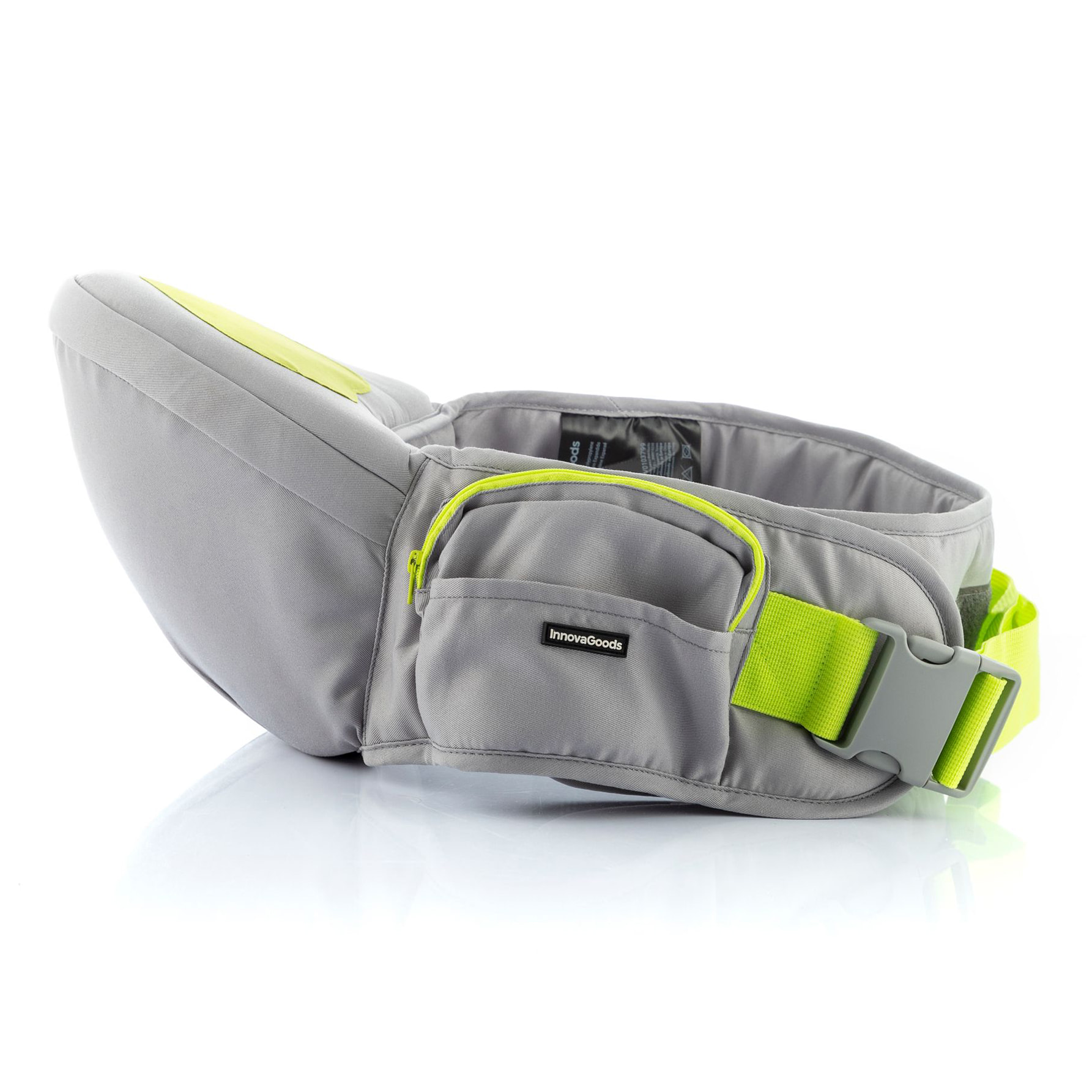Cintura porta bebè Evolutive con tasche seccaby Innovagoods - grigio e verde - 122x20x16 cm