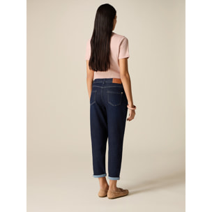 Oltre - Jeans boyslim con risvolto - Blu