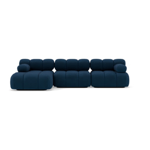Ruby - canapé modulable d'angle gauche 4 places en velours texturé - Bleu