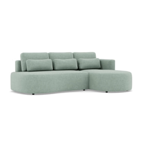 Mahina - canapé d'angle droit 4 places convertible avec coffre en tissu texturé - Bleu