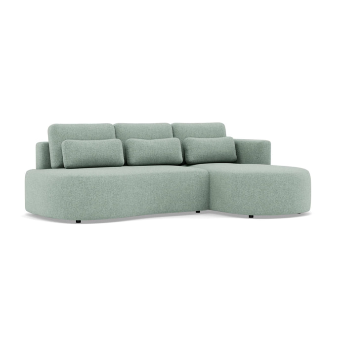 Mahina - canapé d'angle droit 4 places convertible avec coffre en tissu texturé - Bleu
