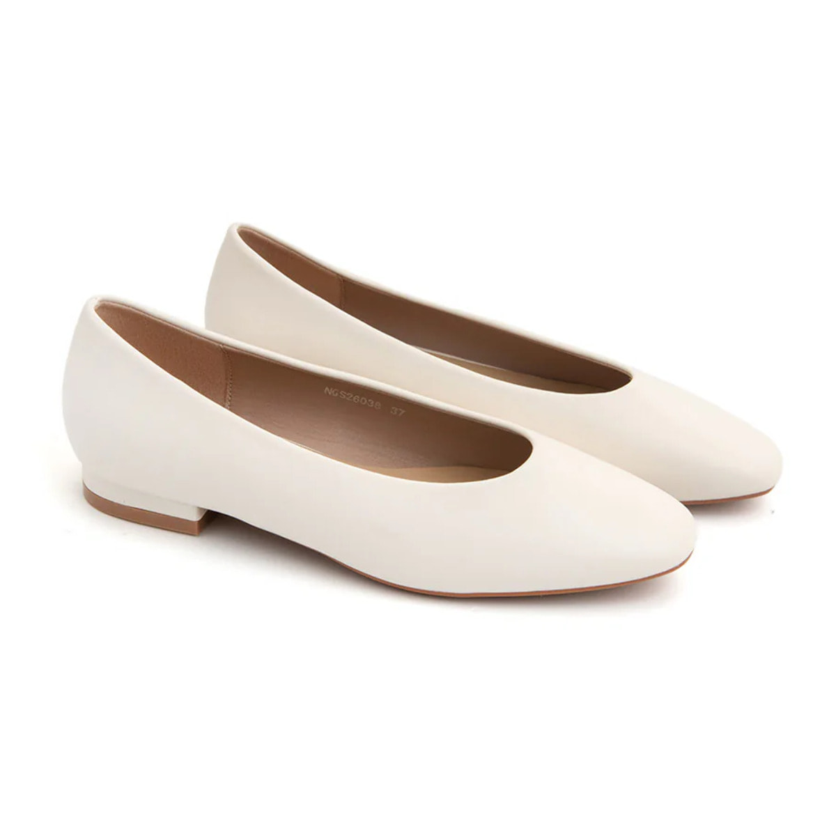 Ballerina minimal con scollo a cuore - BEIGE
