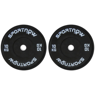 SPORTNOW Discos Pesas Olímpicos 2x10 kg, Agujero Ø50 mm, de Goma, 2 Placas de Pesas para Barras y Mancuernas, para Entrenamientos en Casa y Gimnasio, Negro
