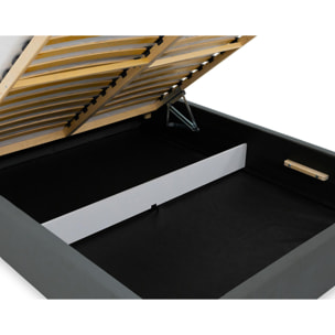 John - lit coffre - 180x200 cm - en velours - sommier inclus - Gris Anthracite
