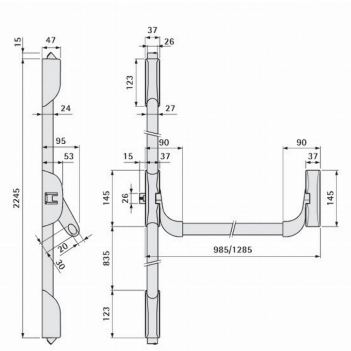 Serrure anti-panique Idea CAVERS ISEO - 3 points haut et bas - Blanc - 9413113444A