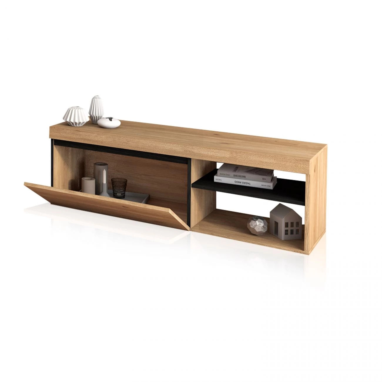 Mueble TV Ebos 120 Roble Nude - Ceniza