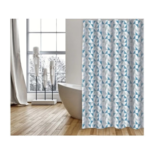 Rideau de douche Polyester CALENDO 180x200cm QUALITE PREMIUM Bleu - Anneaux inclus MSV