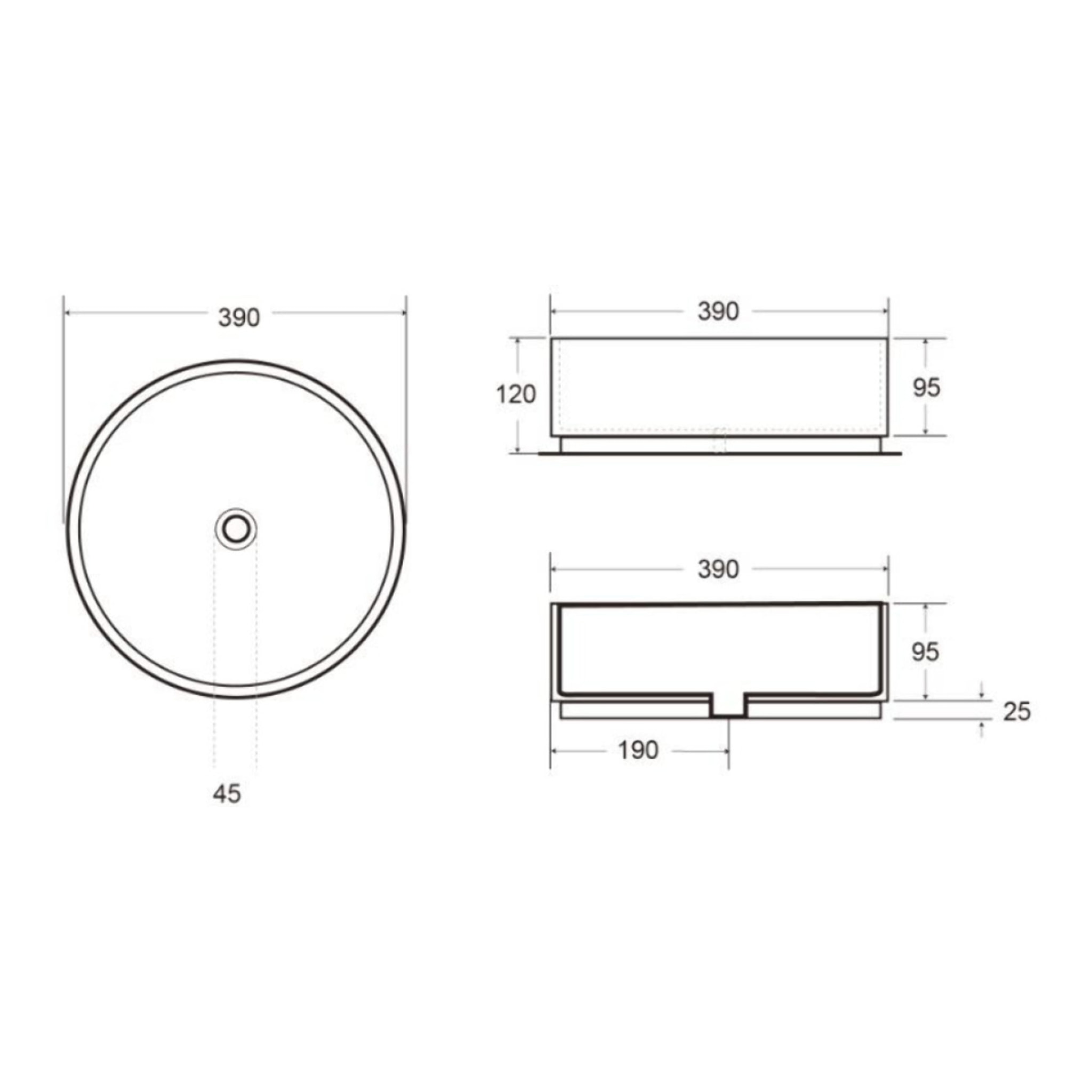 Vasque à poser ronde diamètre 39 cm - moka mat - sans trop-plein - SAT Infinitio