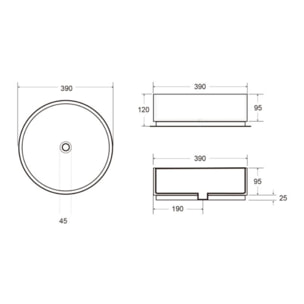 Vasque à poser ronde diamètre 39 cm - moka mat - sans trop-plein - SAT Infinitio