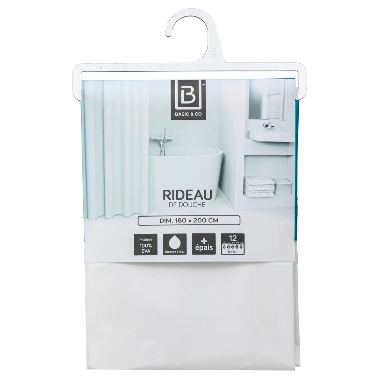 Rideau de Douche en EVA Blanc