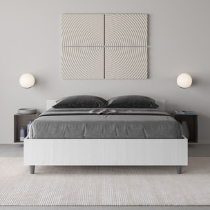 Lit double avec sommier 140x200 frêne blanc Nuamo