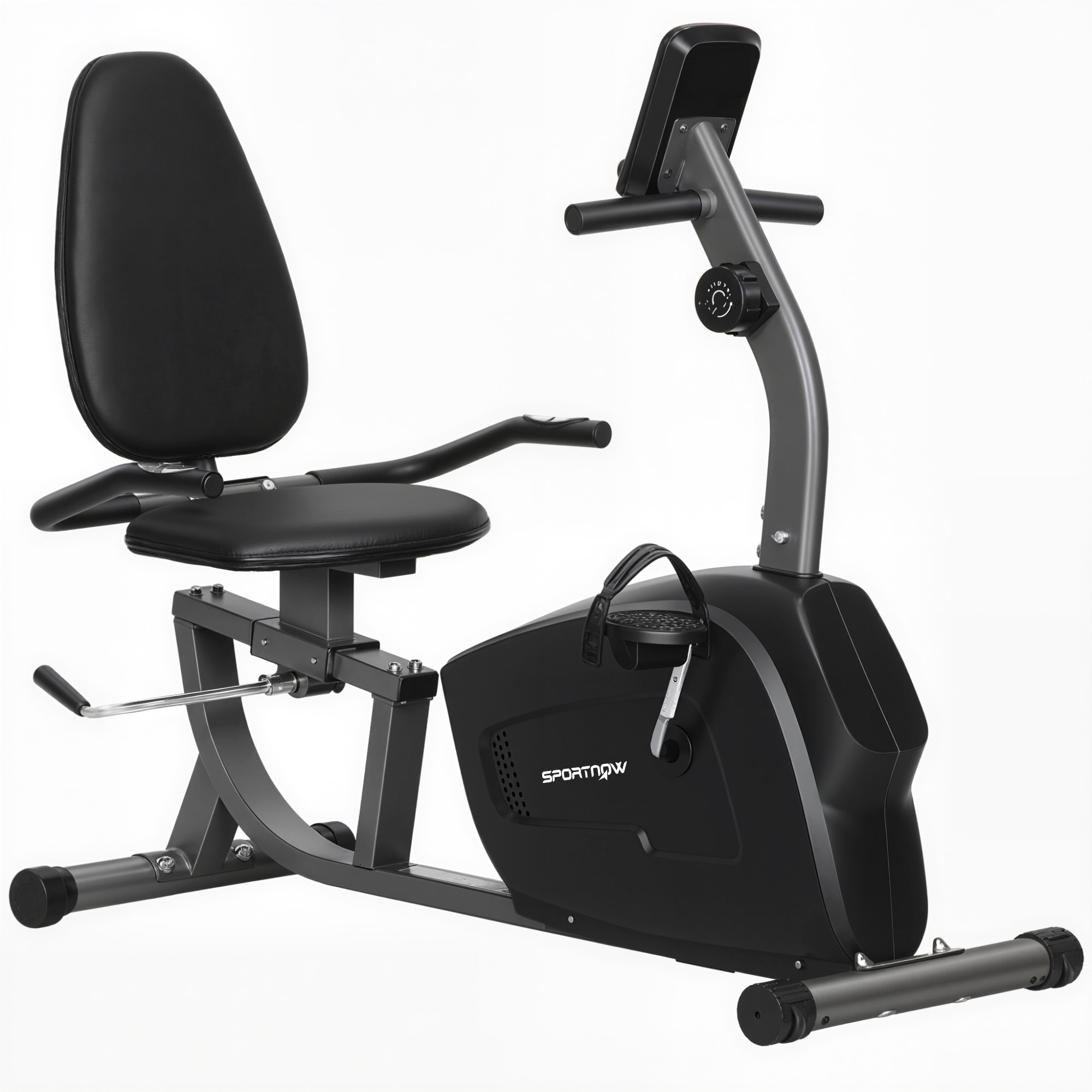 Vélo d'appartement semi-allongé réglable écran LCD multifonction noir