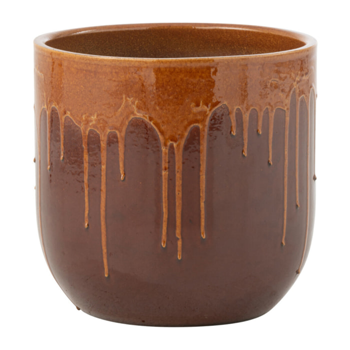 J-Line cache-pot Lee Terra - brillant - marron/orange -  Ø 28 cm