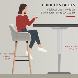 Lot de 2 tabourets de bar style scandinave repose-pieds et accoudoirs