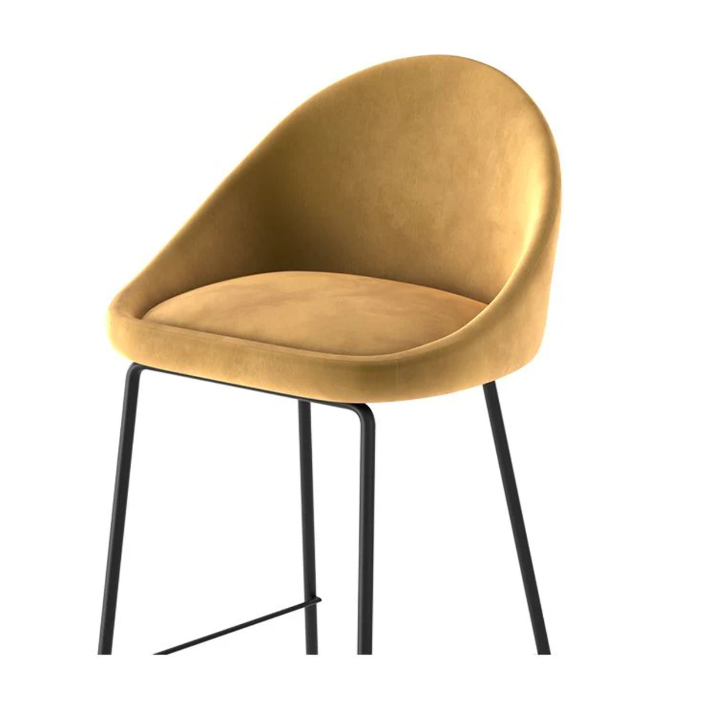 Lot de 2 chaises pour îlot central 65 cm en velours jaune - Misty