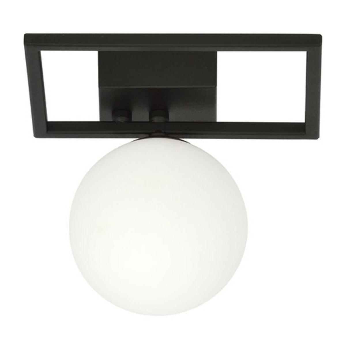 Lampada da soffitto Imago in metallo nero e vetro opale