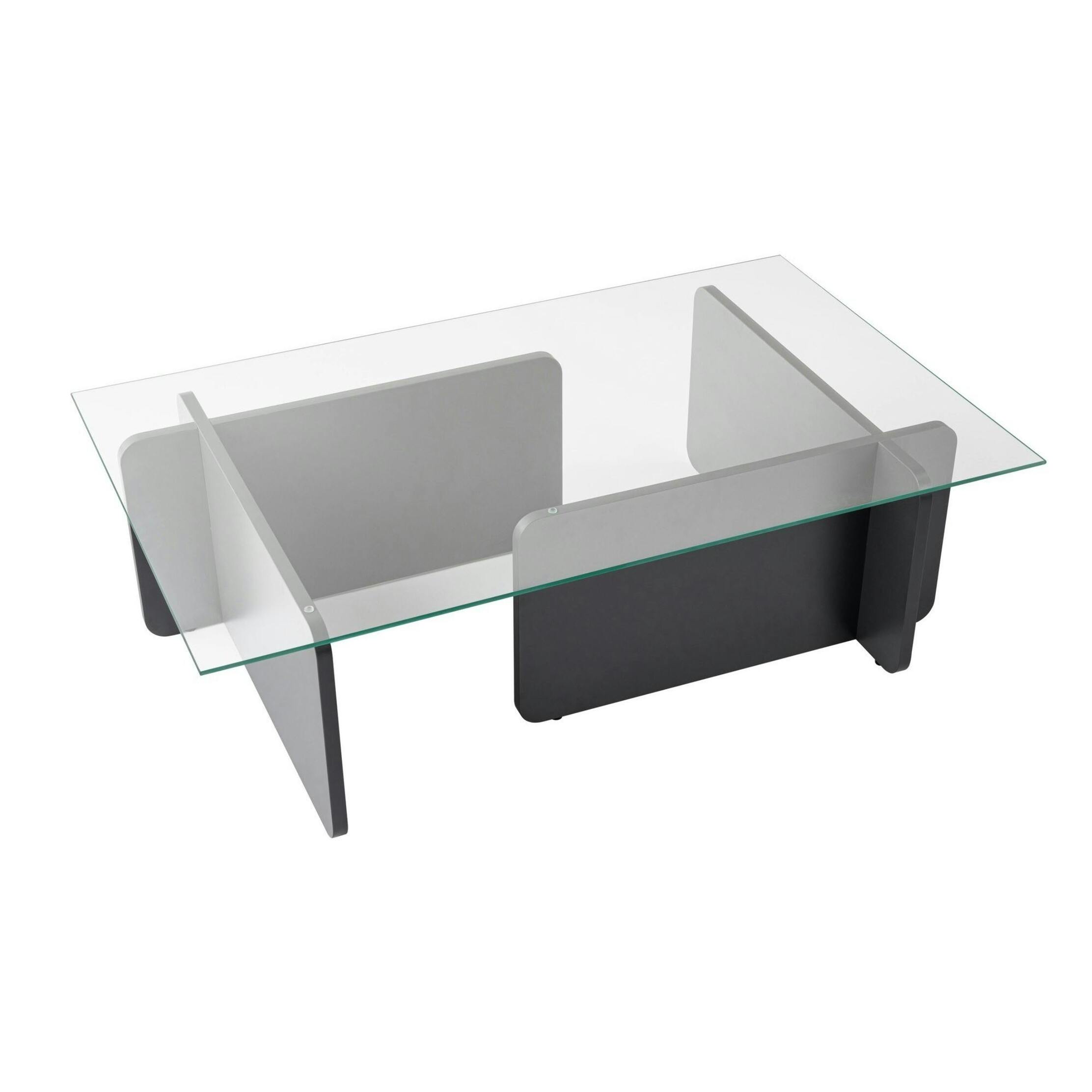 Table basse verre déstructurée – base gris anthracite SALTA