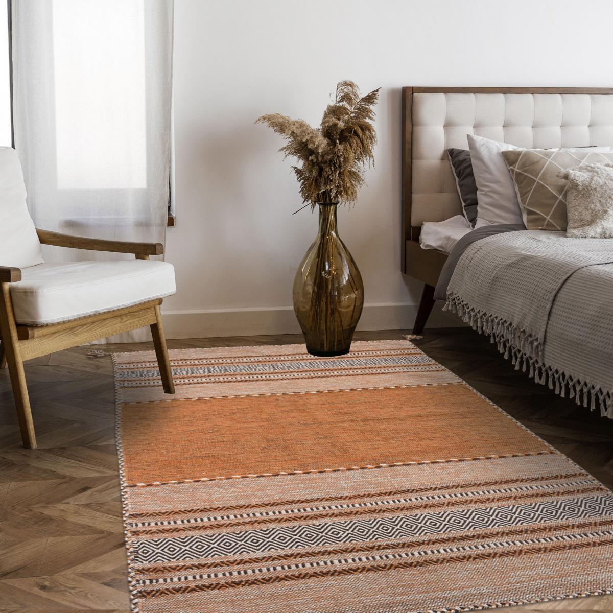 Tapis kilim Buvo tissé à la main en Coton