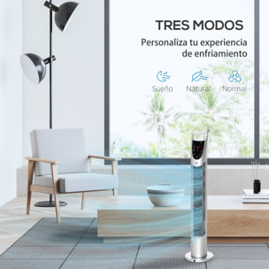 Ventilador de Torre Ventilador Vertical 40W con Mando a Distancia 3 Velocidades Temporizador 7,5h Oscilante 70° ÃƒËœ18x78,5 cm Plata