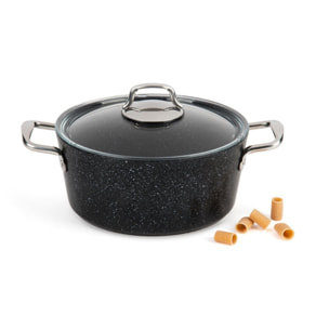 Casserole avec couvercle 24 cm Excelsa – Five Stars, Aluminium antiadhérent Noir