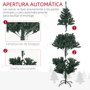 Árbol de Navidad Artificial 150 cm con 100 Luces LED con 8 Modos de Iluminación Árbol de Navideño con 472 Ramas y 80 Decoraciones Árbol Automático Acero Ø91x150 cm Verde