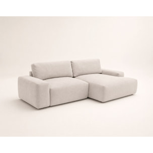 Tama - Canapé d'angle droit 4 places convertible avec coffre en tissu - Beige