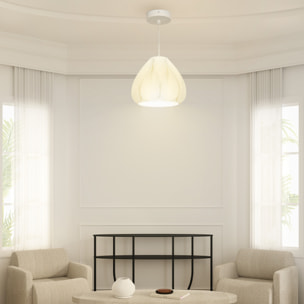 Lámpara Colgante Moderna Lámpara de Techo E27 con Pantalla de Impresión 3D Iluminación para Comedor Cocina Salón Bar Restaurante Blanco