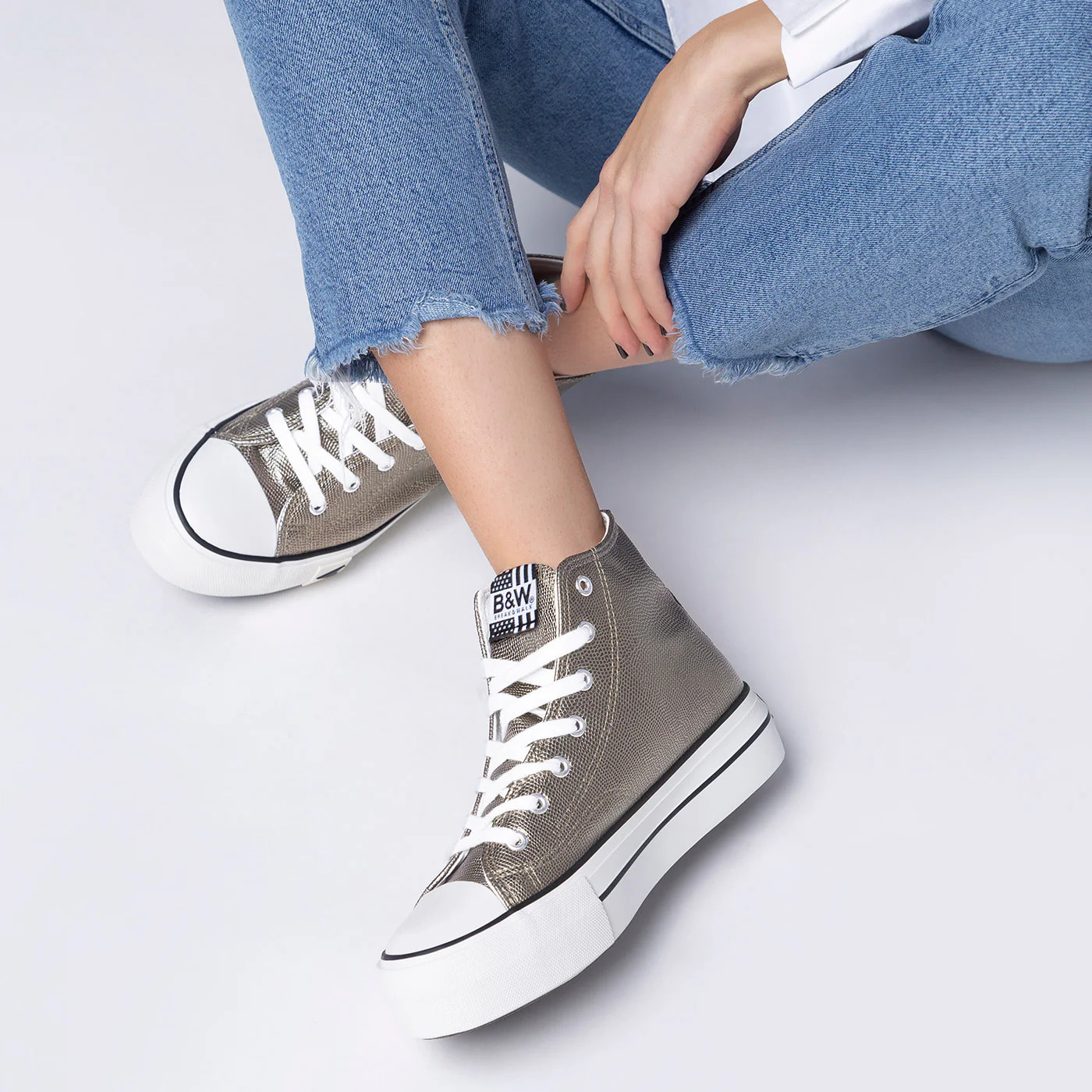 Zapatillas Altas Plataforma Metalizadas Mujer