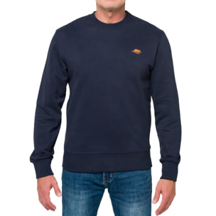 Felpa girocollo in cotone Hot Buttered Eagle Blu Navy logo arancio