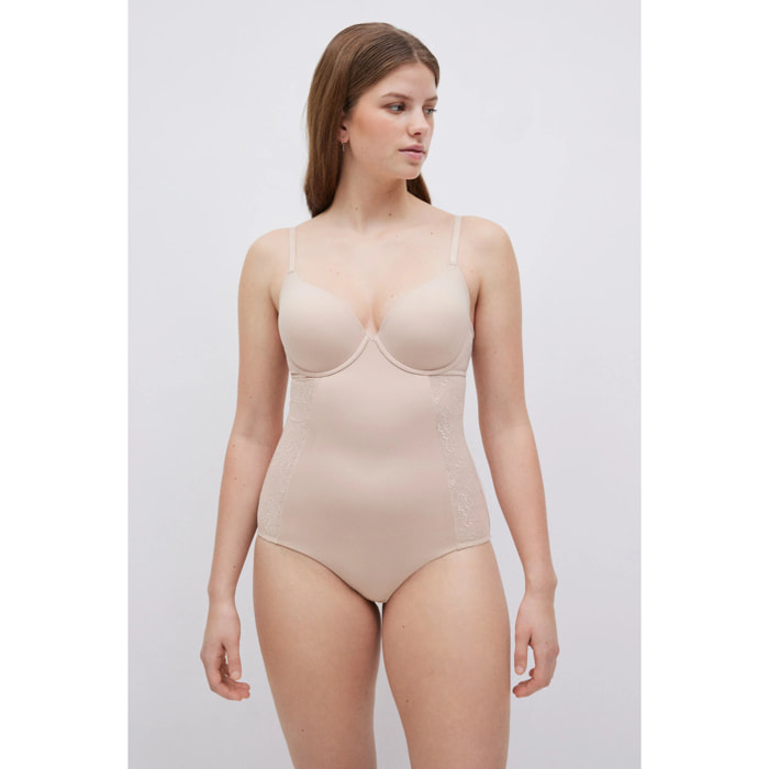 Body modellante in pizzo, compressione media, coppa C