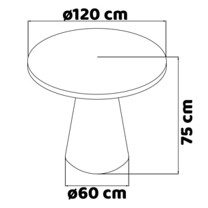 Artù Black - Tavolo da pranzo rotondo Ø 120 cm in legno laminato con base a cono in metallo, top nero