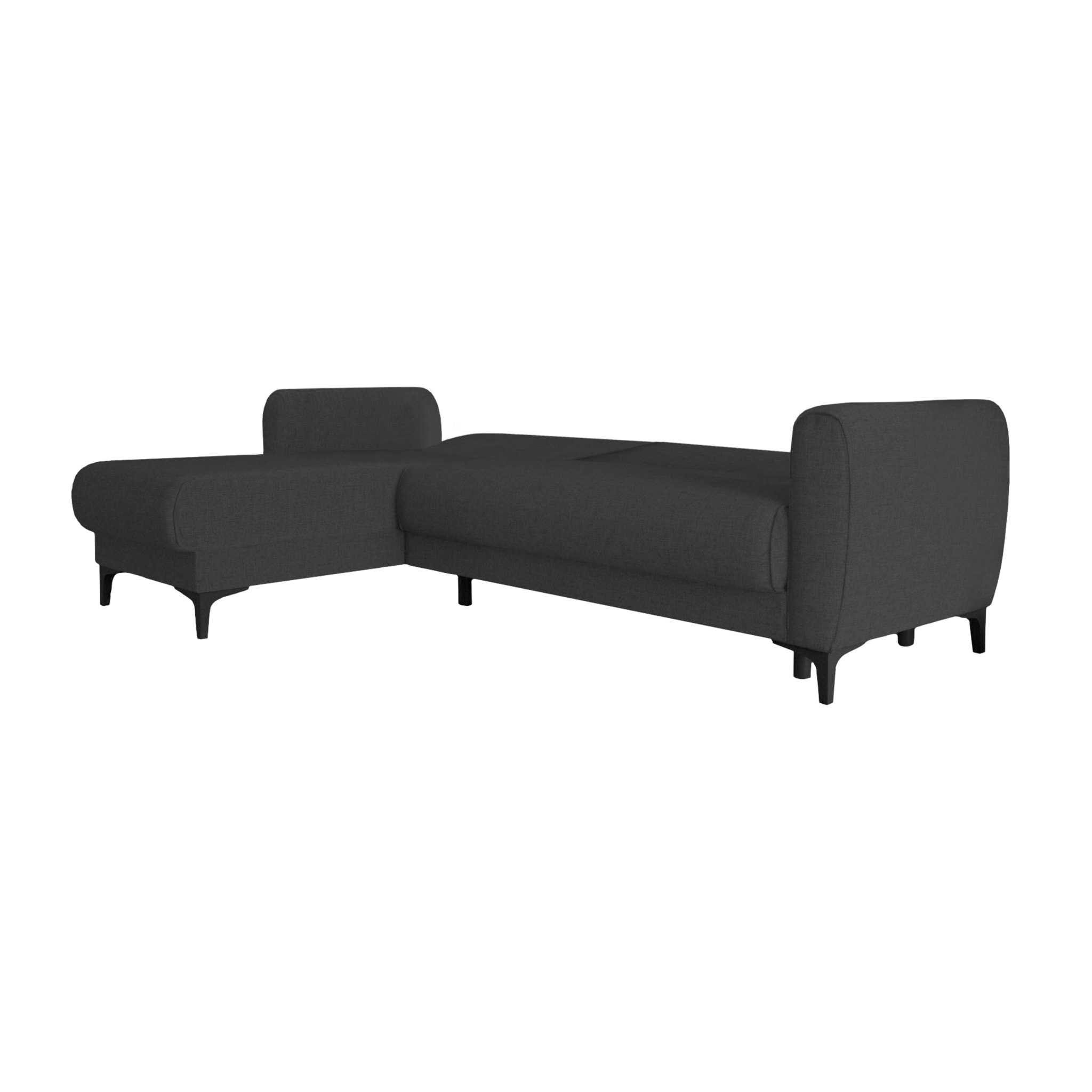 Divano letto Angel, Divano letto ad angolo con penisola reversibile, Sofà contenitore moderno con chaiselongue e 3 cuscini, Cm 230x153h85, Antracite