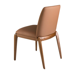 Silla Angel Cerdá tapizada en polipiel marrón con patas de madera en nogal 52x60x83cm