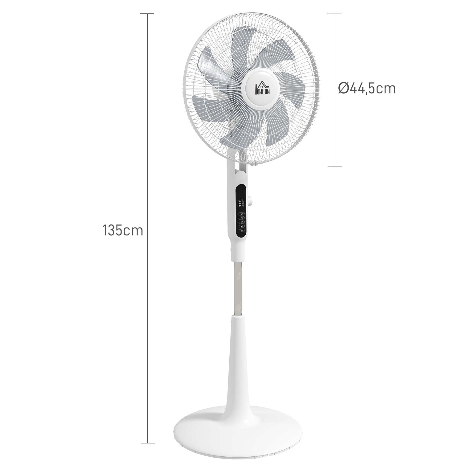 Ventilador de Pie con Mando a Distancia 40 W Ventilador de Pedestal Ajustable en Altura con 7 Aspas 28 Velocidades 3 Modos Oscilación de 75° Temporizador y Función Repelente de Mosquitos Blanco