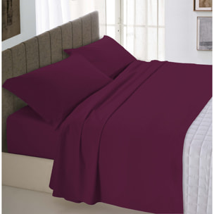 COMPLETO LETTO MAX COLOR MADE IN ITALY COTONE- PRUGNA MATRIMONIALE