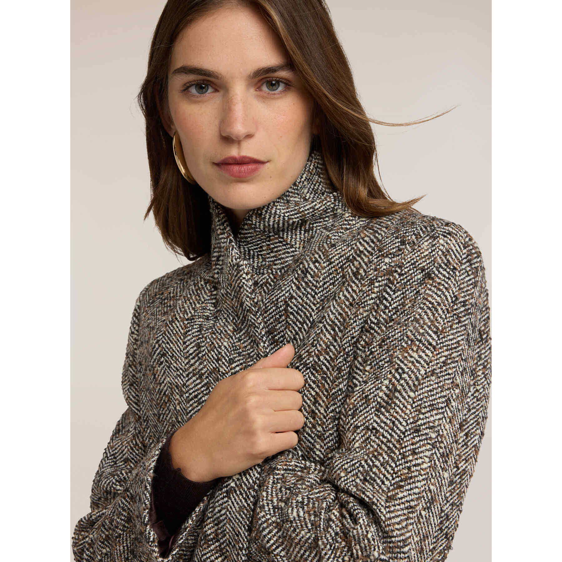 Motivi - Cappotto doppiopetto in tessuto spigato - Grigio