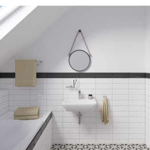 Integra 55x45x19 cm lavabo suspendu en céramique, trou pour robinetterie au milieu, avec trop-plein, blanc (7049-003-0001)