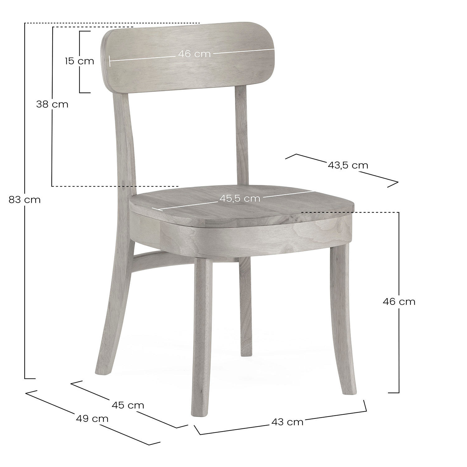 Juego de mesa 80x80 cm y 4 sillas de comedor Nala