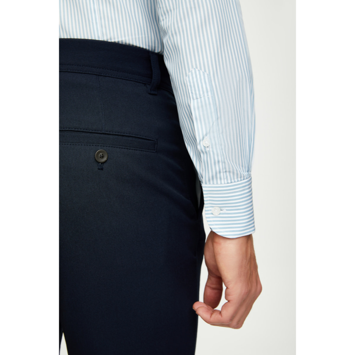 Camicia Uomo 1 Bottone Italiano Slim Cotone Riga Stretta Verde Medio/Bianco