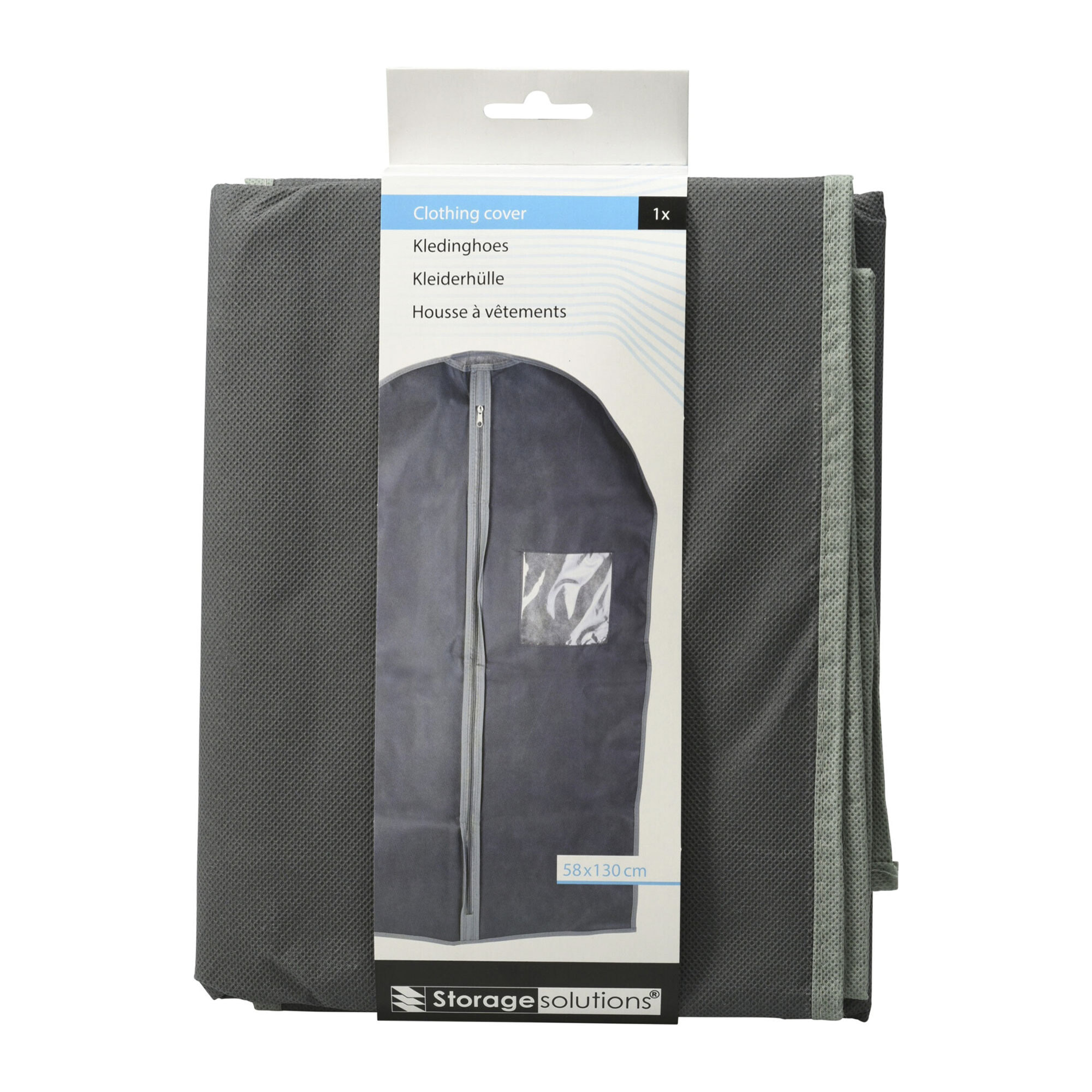 Well home bolsa de traje no tejida de alta calidad con cremallera y ventana - 61x135cm en gris oscuro