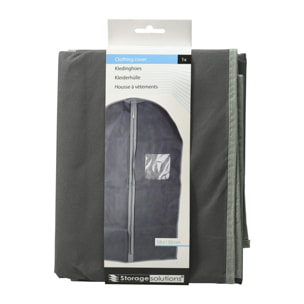 Well home bolsa de traje no tejida de alta calidad con cremallera y ventana - 61x135cm en gris oscuro