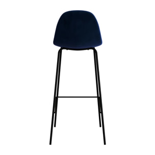Lot de 2 chaises de bar en velours bleu foncé 75 cm - Henrik