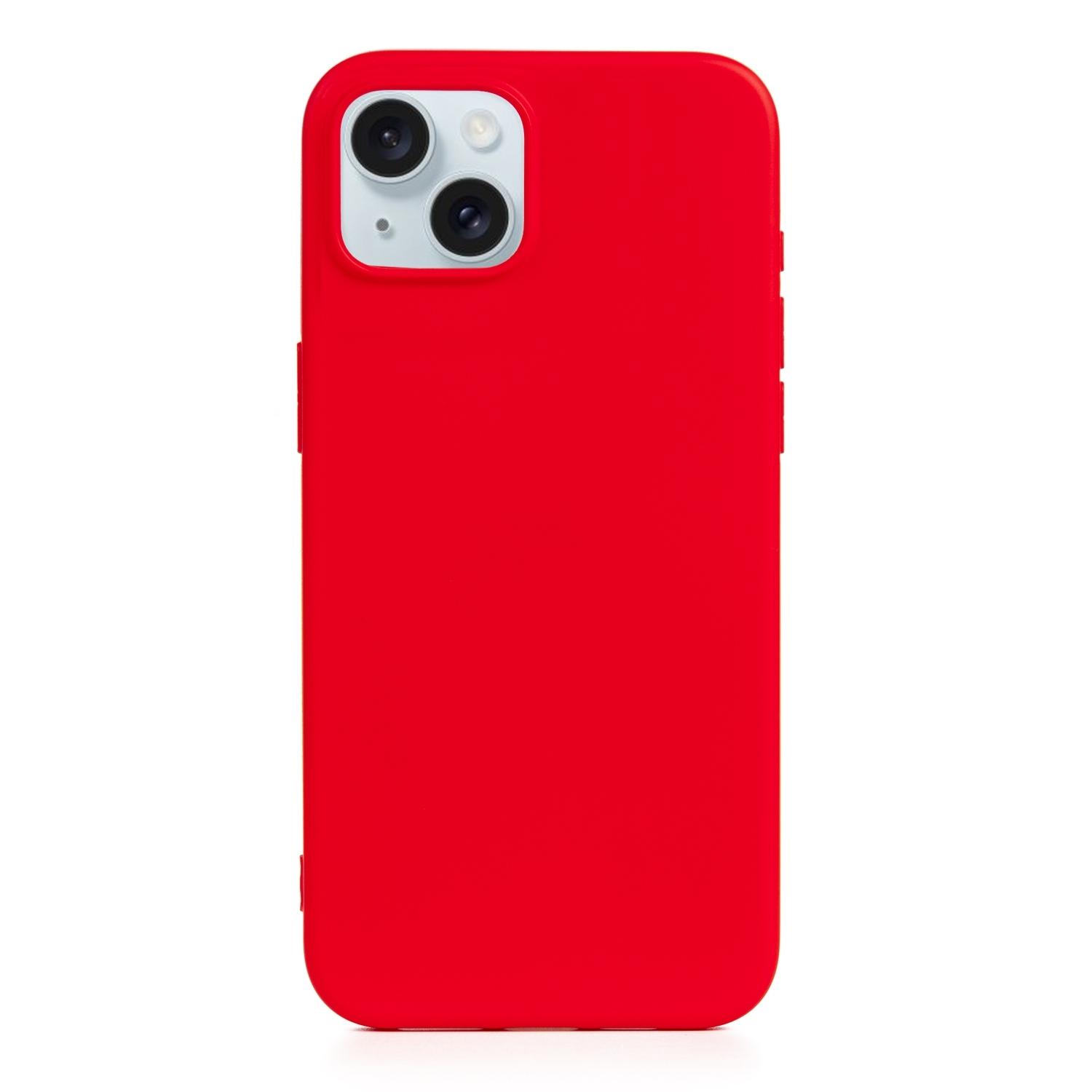 DAM Custodia in silicone Essential per iPhone 15 Plus. Interno in morbido velluto. 8,06x1,06x16,37 centimetri. colore rosso