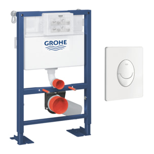 Bâti support GROHE pour wc hauteur réduite Rapid SL, 0.82 m + plaque de commande blanche