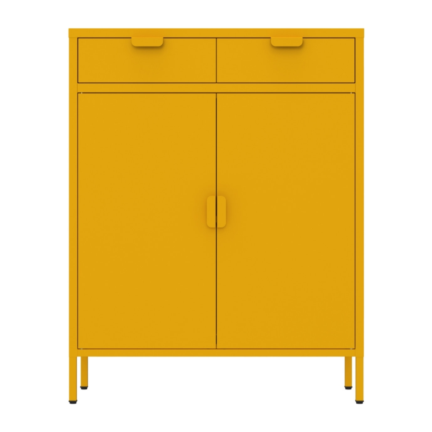 Credenza metallo 2 ante e 2 cassetti 80x38x110cm senape - Pop